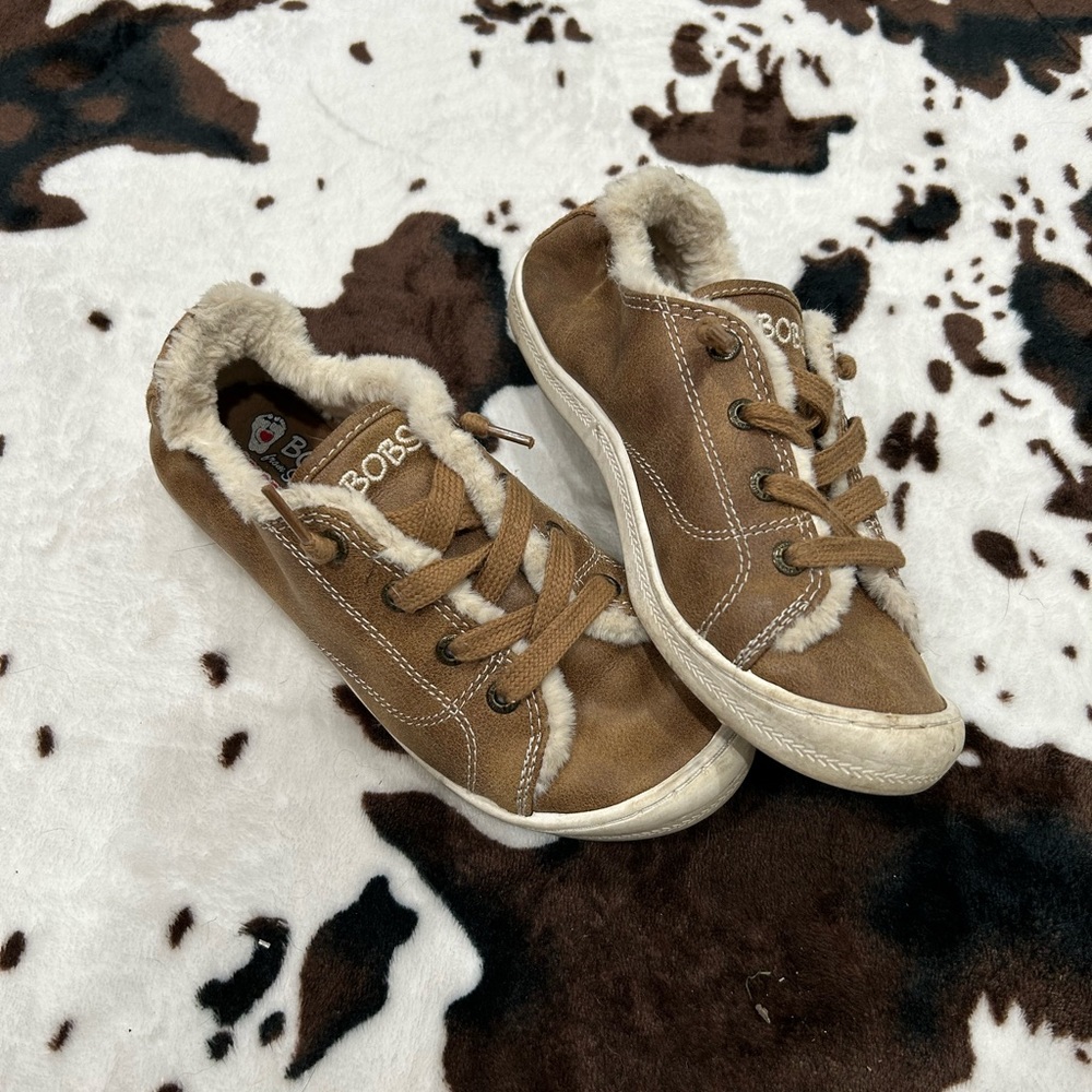 Faux Suede Bobs Fur Flats